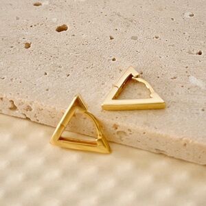 Sterling Silver Triangle Earings,Gold Geometric Earrings,